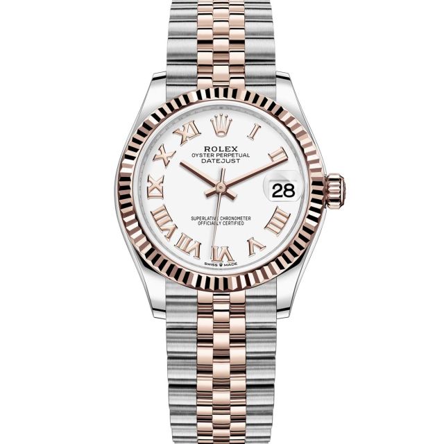 Rolex Datejust 31, White Roman Dial, Jubilee Bracelet, Fluted Bezel