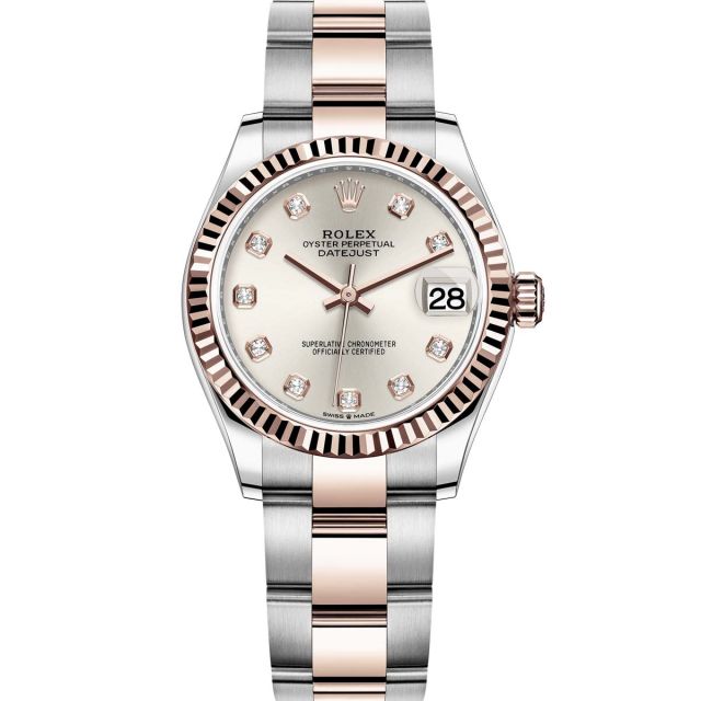 Rolex Datejust 31, Silver Diamond Dial, Oyster Bracelet, Fluted Bezel