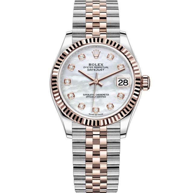 Rolex Datejust 31, Mother of Pearl Diamond Dial, Jubilee Bracelet, Fluted Bezel
