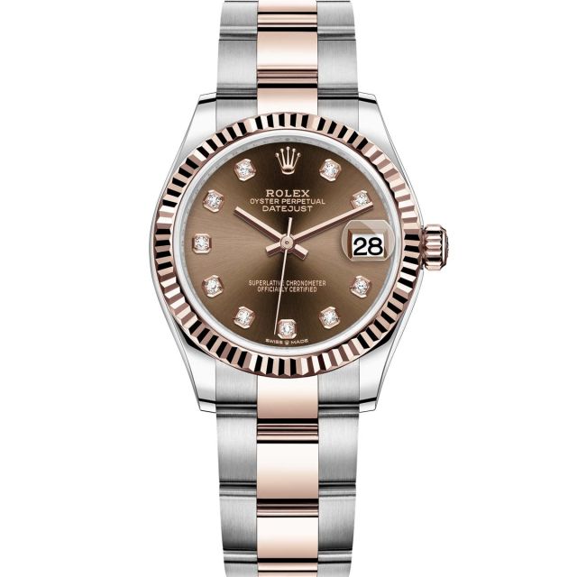 Rolex Datejust 31, Chocolate Diamond Dial, Oyster Bracelet, Fluted Bezel