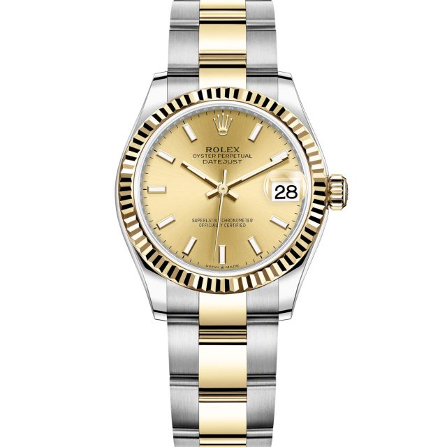 Rolex Datejust 31 278273 Wristwatch, Oyster Bracelet, Champagne Dial, Fluted Bezel