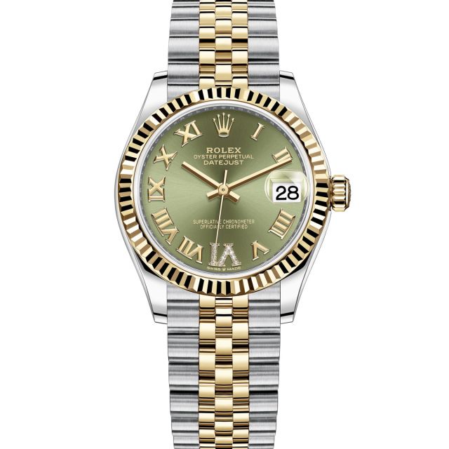 Rolex Datejust 31 278273 Wristwatch, Jubilee Bracelet, Olive Green Roman VI Diamond Dial, Fluted Bezel