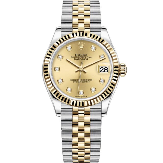 Rolex Datejust 31 278273 Wristwatch, Jubilee Bracelet, Champagne Diamond Dial, Fluted Bezel