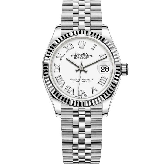 Rolex Datejust 31, White Roman Dial, Fluted Bezel, Jubilee Bracelet