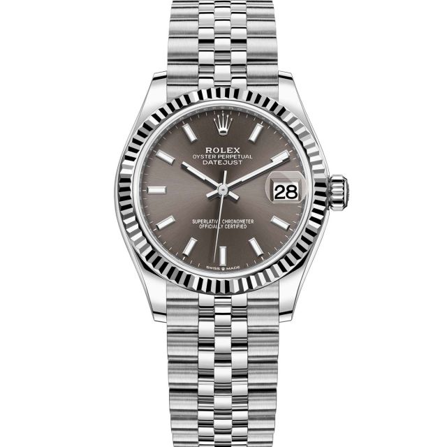 Rolex Datejust 31, Dark Grey Index Dial, Fluted Bezel, Jubilee Bracelet