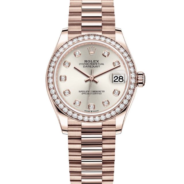 Rolex Datejust 31 278285RBR Wristwatch, President Bracelet, Silver Diamond Dial, Diamond Bezel