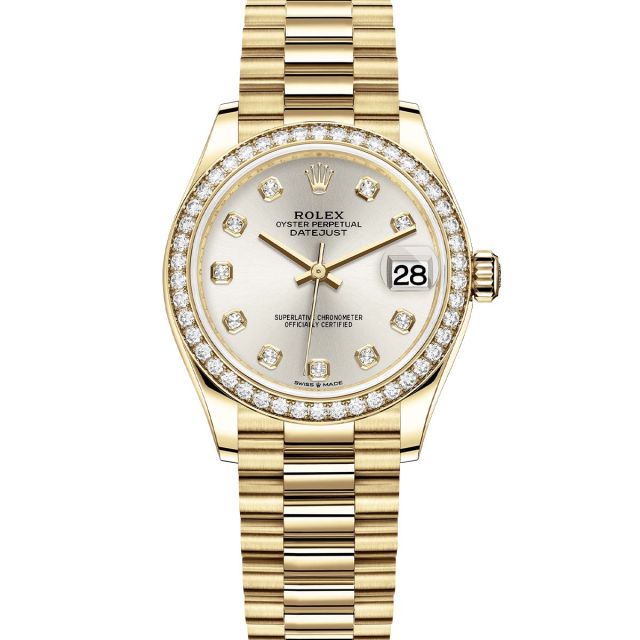 Rolex Datejust 31 278288RBR Wristwatch, President Bracelet, Silver Diamond Dial, Diamond Bezel
