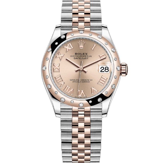 Rolex Datejust 31 278341RBR Wristwatch, Jubilee Bracelet, Rose Roman Dial, Diamond Bezel