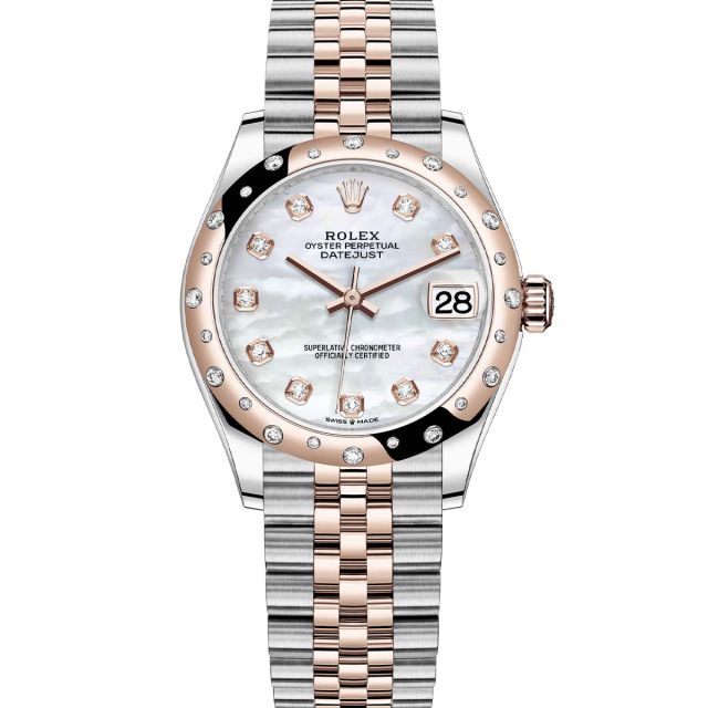 Rolex Datejust 31 278341RBR Wristwatch, Jubilee Bracelet, Mother of Pearl Diamond Dial, Diamond Bezel