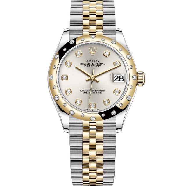 Rolex Datejust 31 278343RBR Wristwatch, Jubilee Bracelet, Silver Diamond Dial, Diamond Bezel