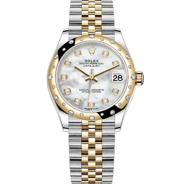 Rolex Datejust 31 278343RBR Wristwatch, Jubilee Bracelet, Mother of Pearl Diamond Dial, Diamond Bezel