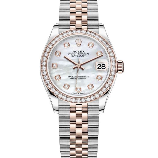 Rolex Datejust 31 278381RBR Wristwatch, Jubilee Bracelet, Mother of Pearl Diamond Dial, Diamond Bezel
