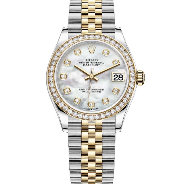 Rolex Datejust 31 278383RBR Wristwatch, Jubilee Bracelet, Mother of Pearl Diamond Dial, Diamond Bezel