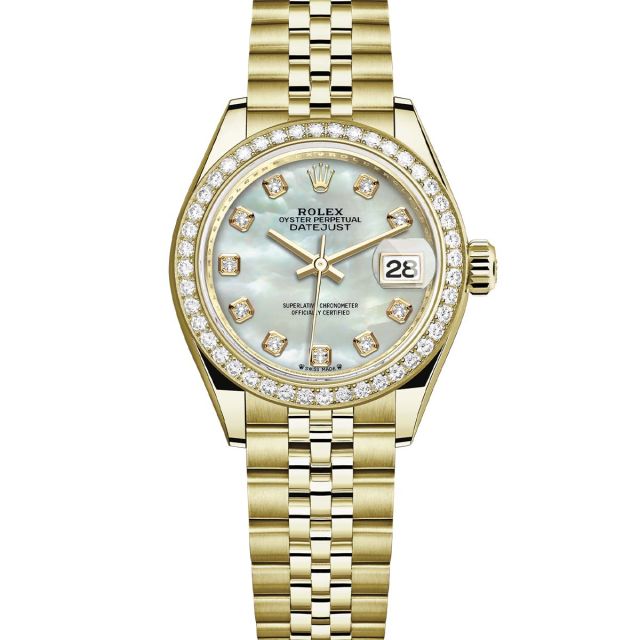 Rolex Lady-Datejust 28 279138RBR Wristwatch Jubilee Bracelet Mother of Pearl Diamond Dial Diamond Bezel