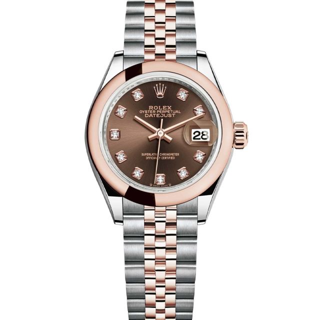 Rolex Lady-Datejust 279161 Wristwatch Jubilee Bracelet Chocolate Diamond Dial Domed Bezel