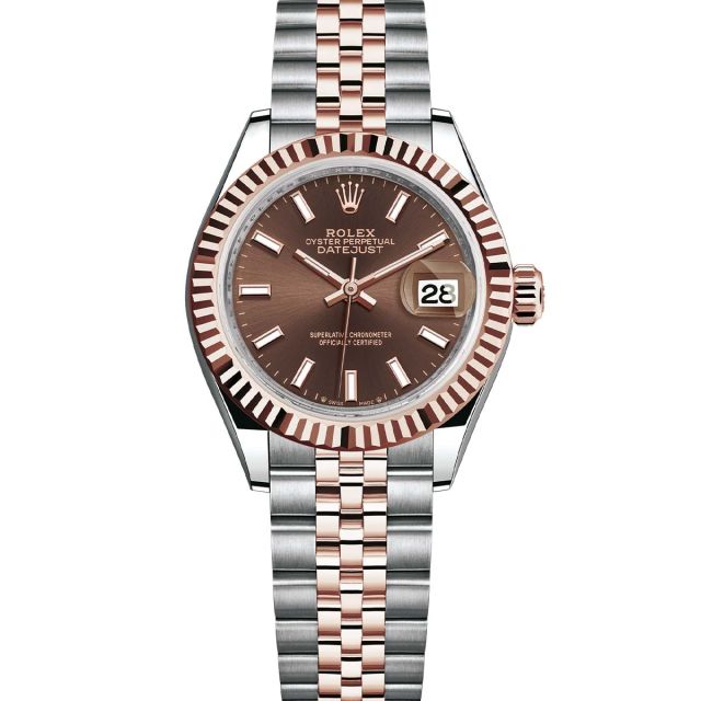 Rolex Lady-Datejust 279171 Wristwatch Jubilee Bracelet Chocolate Dial Fluted Bezel