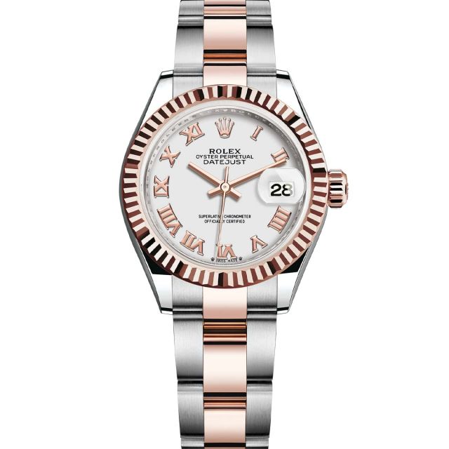 Rolex Lady-Datejust 279171 Wristwatch Oyster Bracelet White Roman Dial Fluted Bezel