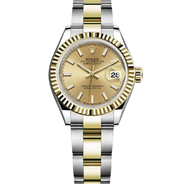 Rolex Lady-Datejust 279173 Wristwatch Oyster Bracelet Champagne Dial Fluted Bezel