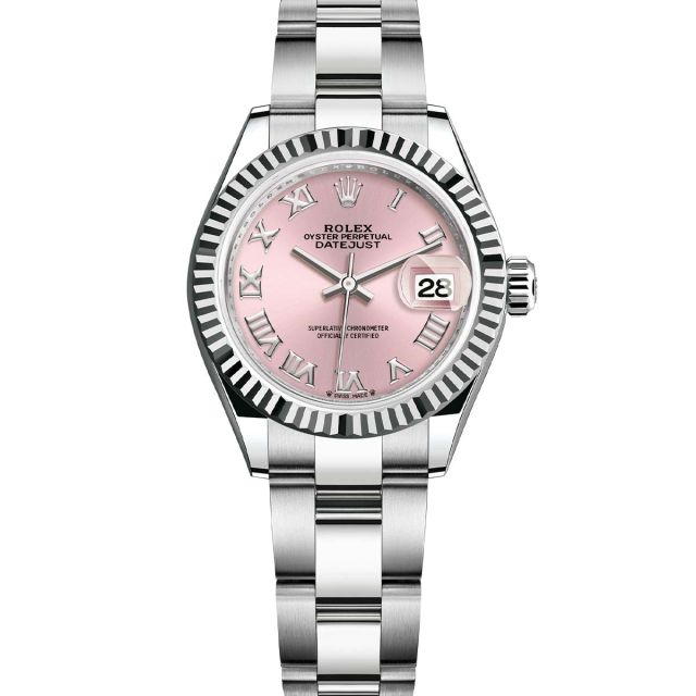 Rolex Lady-Datejust 28 279174 Wristwatch Pink Roman Dial Oyster Bracelet Fluted Bezel