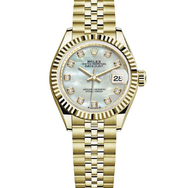 Rolex Lady-Datejust 28 279178 Wristwatch Jubilee Bracelet Mother of Pearl Diamond Dial Fluted Bezel