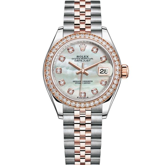 Rolex Lady-Datejust 279381RBR Wristwatch Jubilee Bracelet Mother of Pearl Diamond Dial Diamond Bezel