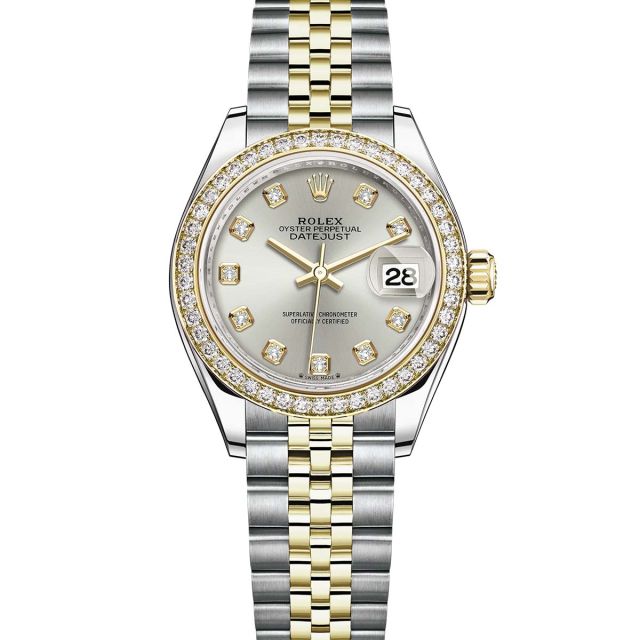 Rolex Lady-Datejust 279383RBR Wristwatch Jubilee Bracelet Silver Diamond Dial Diamond Bezel