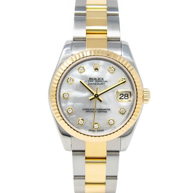 Rolex Datejust 31 178273 Wristwatch, Oyster Bracelet, MOP Diamond Dial, Fluted Bezel