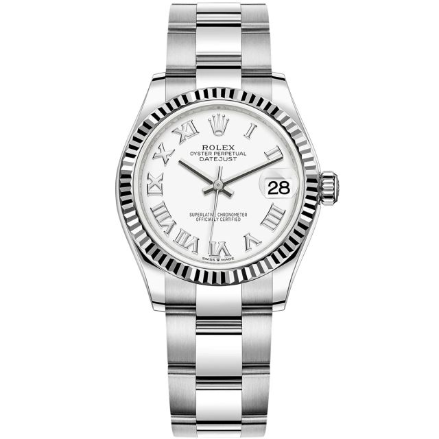 Rolex Datejust 31 278274-0009 Oyster Bracelet, White Roman Dial, Fluted Bezel
