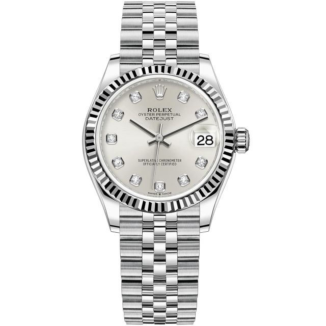 Rolex Datejust 31 278274-0030 Wristwatch, Jubilee Bracelet, Silver Diamond Dial, Fluted Bezel