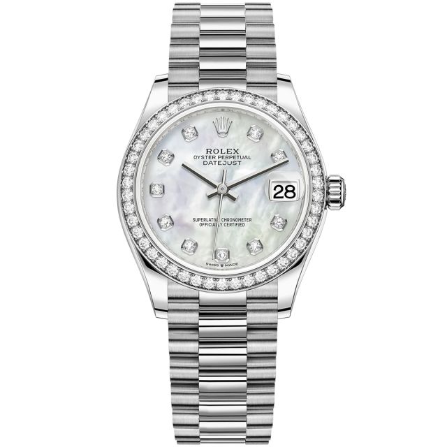 Rolex Datejust 31 278289RBR-0006 Wristwatch, President Bracelet, Mother of Pearl Diamond Dial, Diamond Bezel