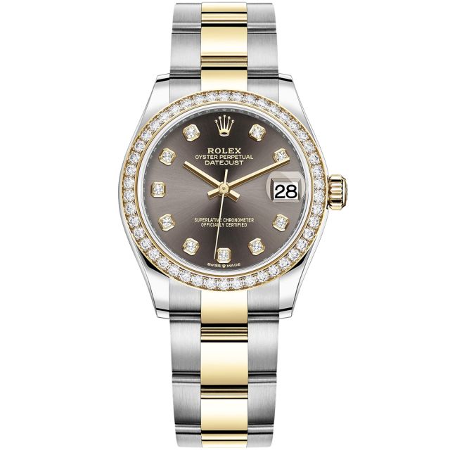 Rolex Datejust 31 278383RBR-0021 Wristwatch, Oyster Bracelet, Dark Grey Diamond Dial, Diamond Bezel