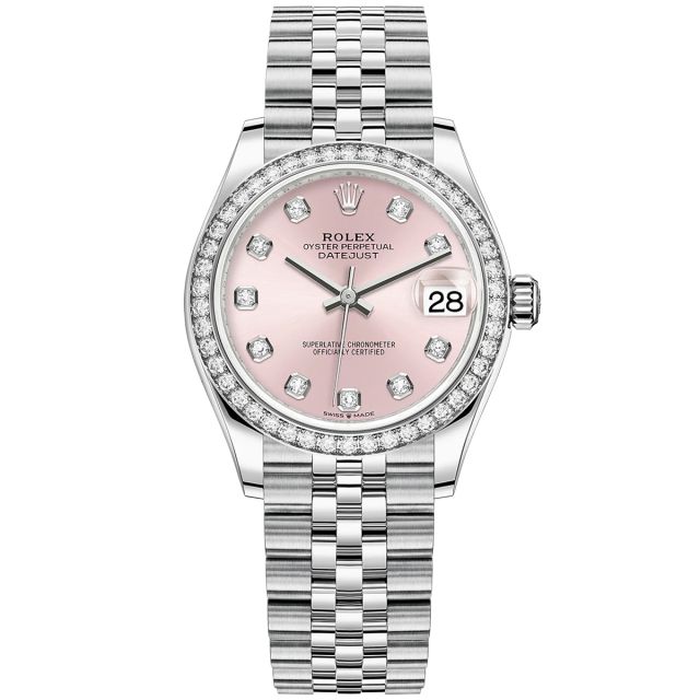 Rolex Datejust 31 278384RBR-0036 Wristwatch, Jubilee Bracelet, Pink Diamond Dial, Diamond Bezel