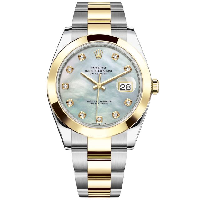 Rolex Datejust 41 126303 Wristwatch, Oyster Bracelet, Mother of Pearl Diamond Dial, Smooth Bezel