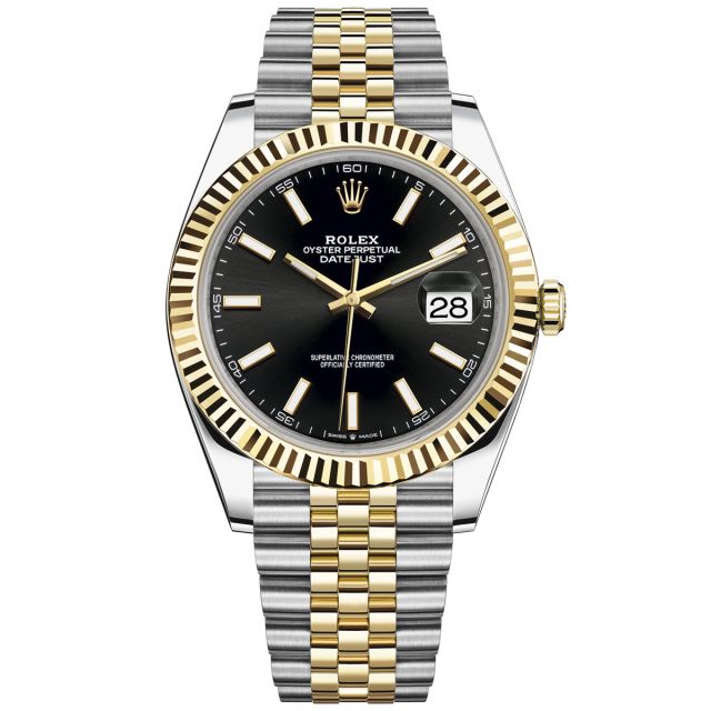 Rolex Datejust 41 126333 Wristwatch, Jubilee Bracelet, Black Dial, Fluted Bezel
