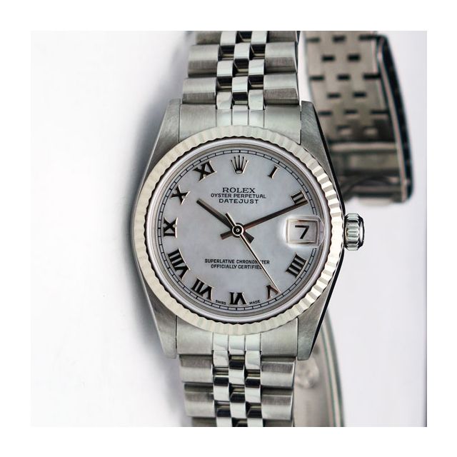 Rolex DateJust Lady 31mm White Gold Steel Mother of Pearl Roman Swiss Dial 78274 Jubilee Watch Chest