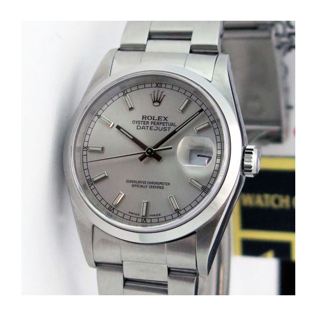 Rolex Datejust Steel Silver Index Dial 16200 Oyster Watch Chest