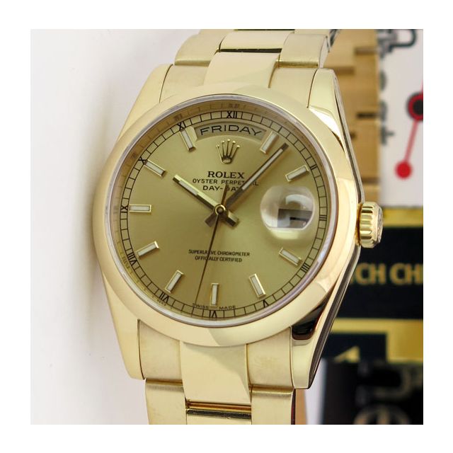 rolex day date president gold champagne index 118208 watch chest 4