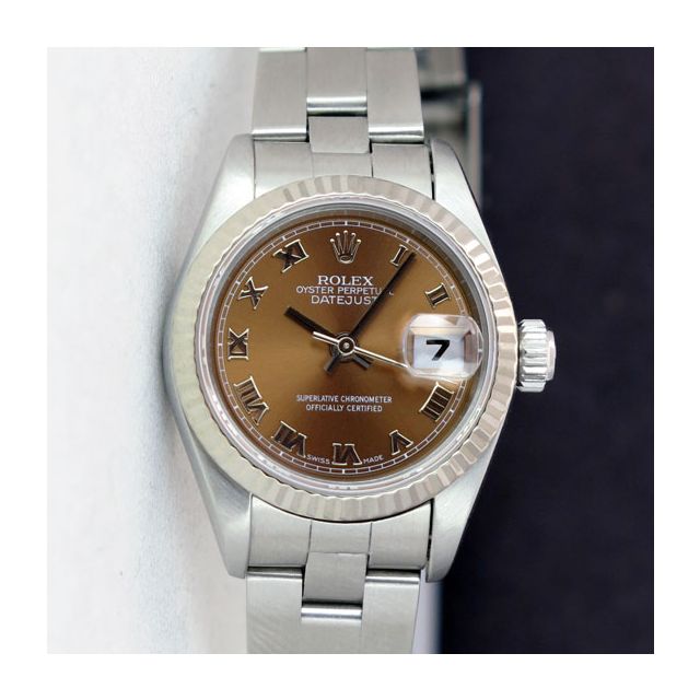 Rolex Lady Datejust Havana Brown Roman 79174 Watch Chest
