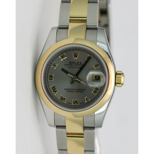 Rolex Lady Datejust Yellow Gold Steel Rhodium Roman Dial 179163 Oyster Watch Chest