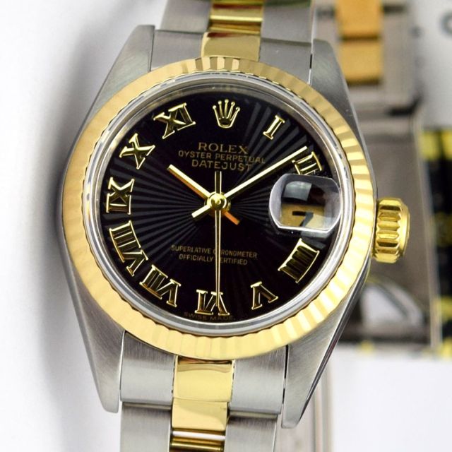 Rolex Lady Datejust Yellow Gold Steel Sunbeam Dial 79173 Oyster Watch Chest