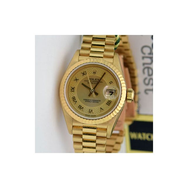 Rolex Lady Datejust President Yellow Gold Decorated Mother of Pearl Dial 79178 Watch Chest