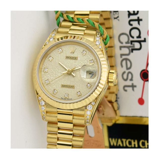 Rolex Lady President Silver Jubilee Diamond Lugs 69238 Watch Chest