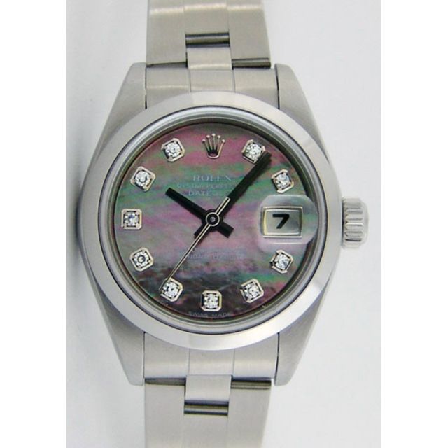 Rolex Lady Datejust Steel Black Mother of Pearl Diamond Dial 79160 Oyster WATCH CHEST