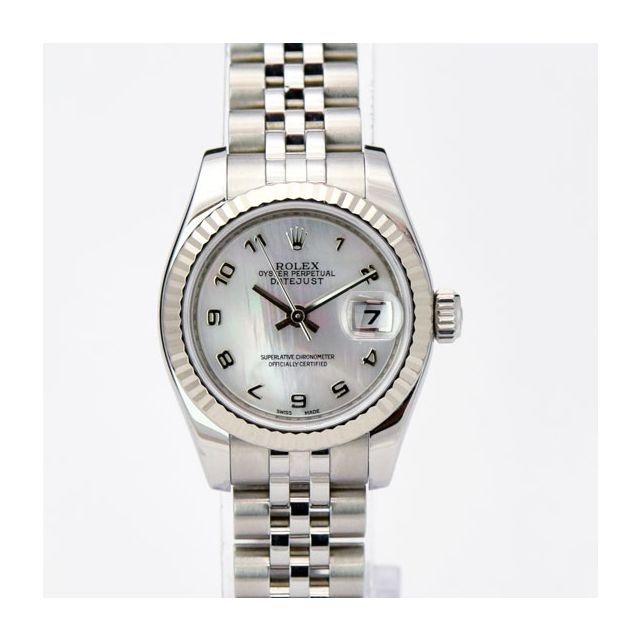 Rolex Lady Datejust White Gold Steel Mother of Pearl Arabic 179174 Rehaut Jubilee | Watch Chest
