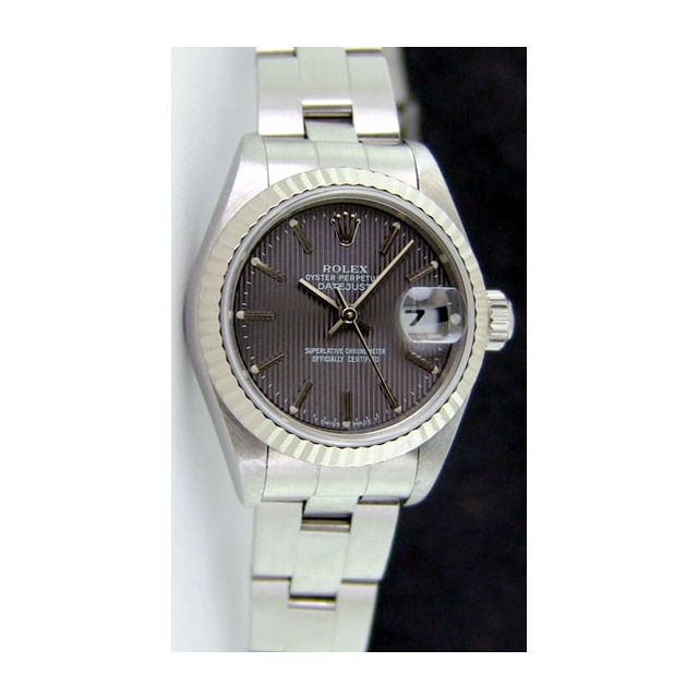 Rolex Lady Datejust White Gold Steel Grey Tapestry Index Dial 69174 Oyster | Watch Chest