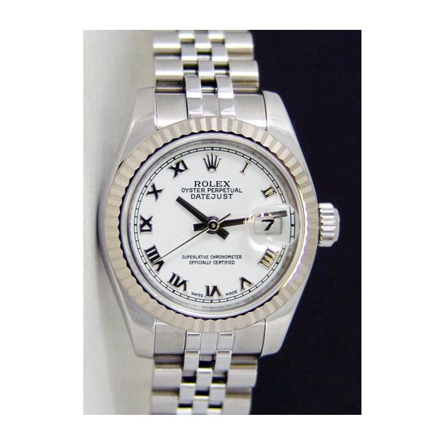 Rolex Lady Datejust White Gold Steel White Roman Dial 179174 Rehaut Jubilee Watch Chest