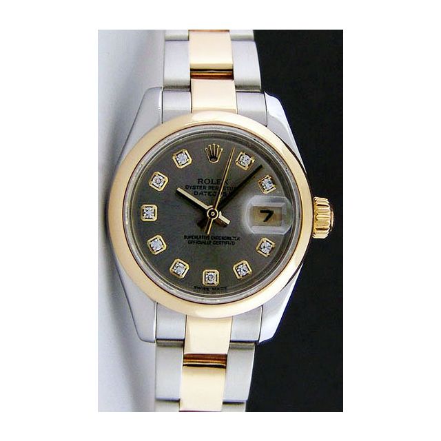 Rolex Lady Datejust Yellow Gold Steel Rhodium Diamond Dial 179163 Oyster Watch Chest