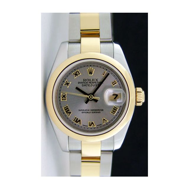 Rolex Lady Datejust Yellow Gold Steel Rhodium Roman Dial 179163 Oyster Watch Chest
