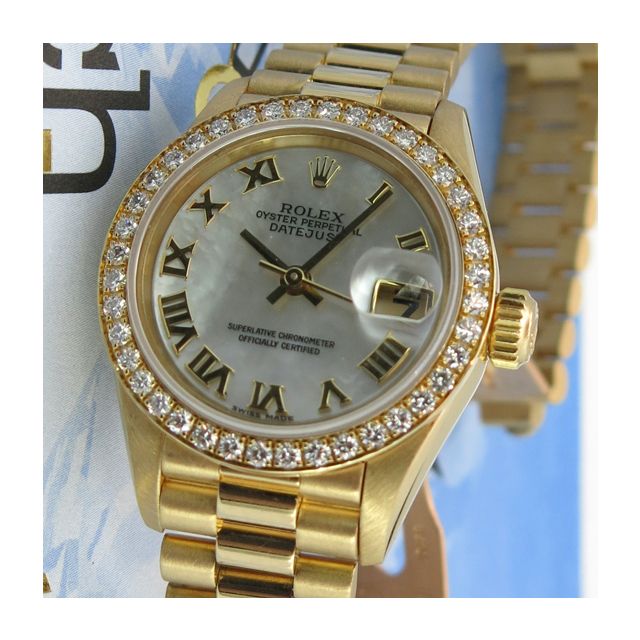 Rolex Lady President Mother of Pearl Diamond Bezel 69178 Watch Chest