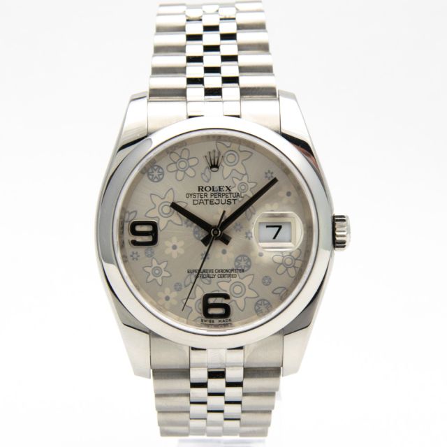 Rolex Datejust 36, Silver Floral Dial, Steel, 116200